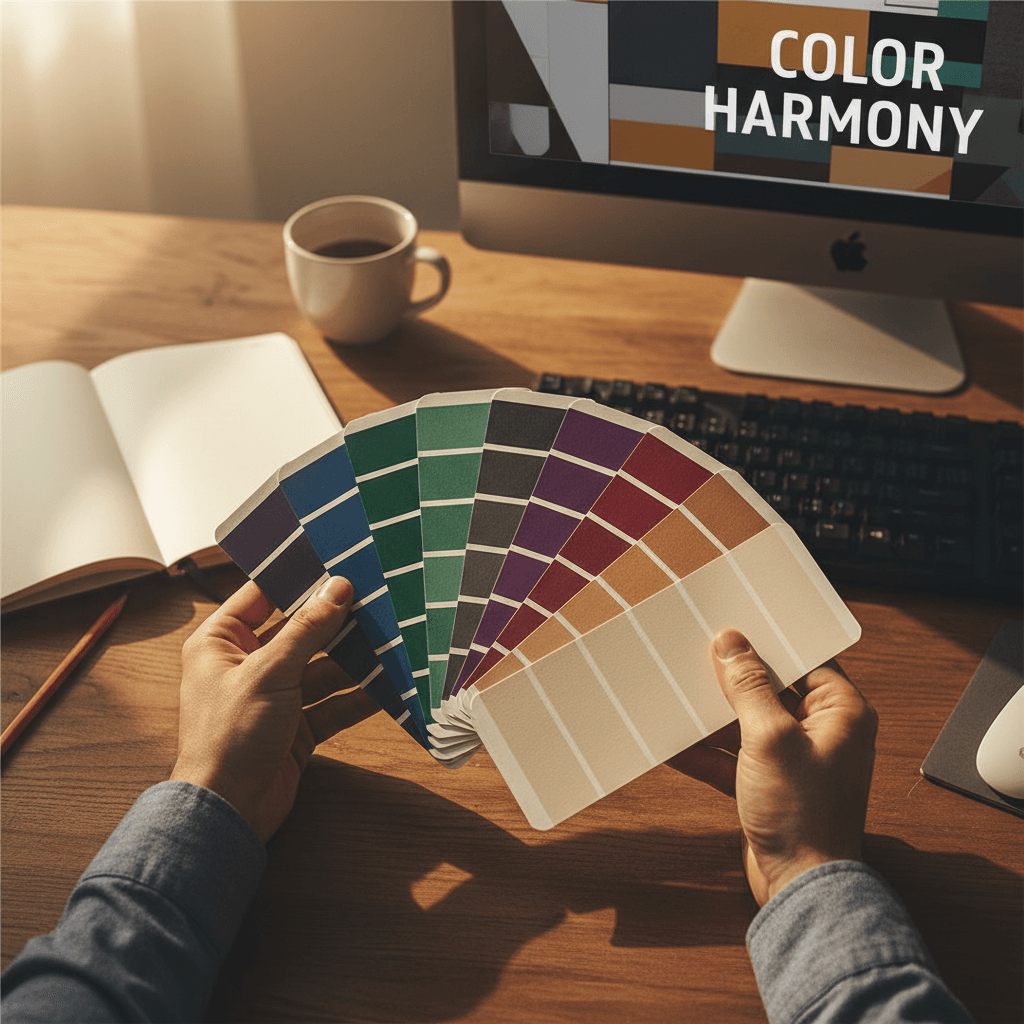 Designer selecting color swatches for client project