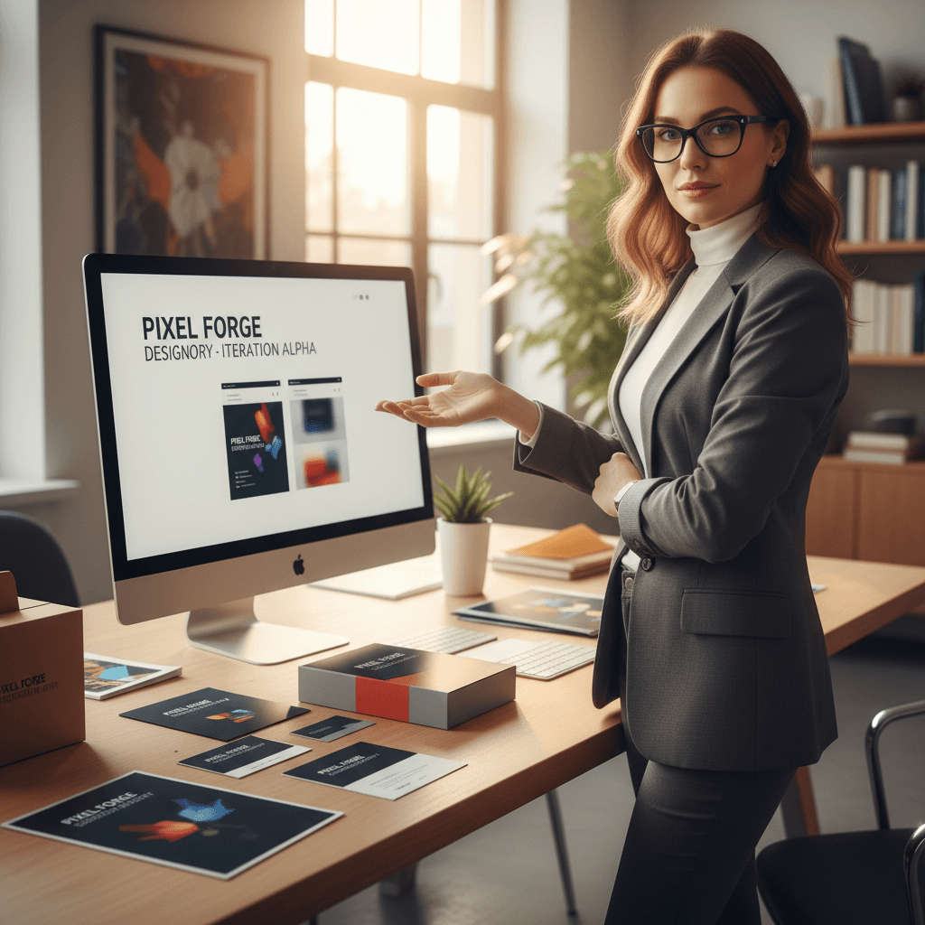 Designer presenting design concepts and mockups