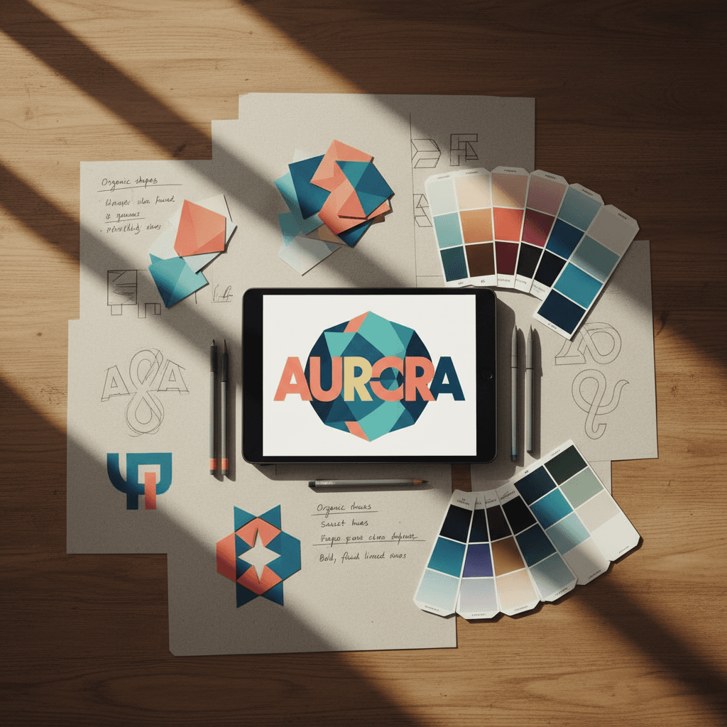 Designer's workspace with tablet and design materials