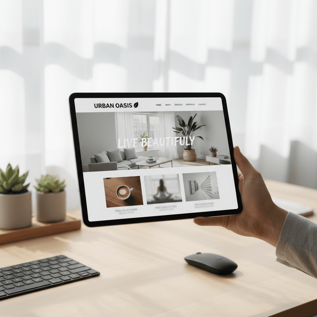 Responsive website design displayed on tablet screen